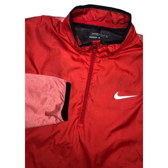 Nike Golf 1/2‎ Zip Shield Windbreaker Jacket Men's L Red Heather - Picture 1 of 11
